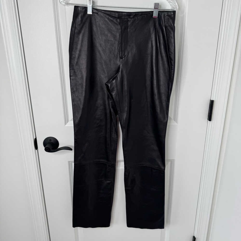 Banana Republic vintage black straight leg Leather Pants NWT 2